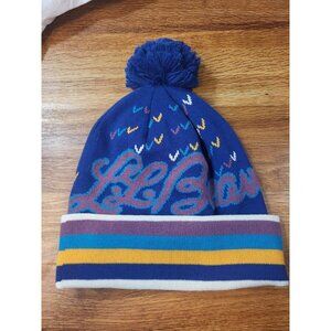 NWT LL Bean-Katahdin Pom‎ Hat Print Unisex Blue Knit Winter Hat